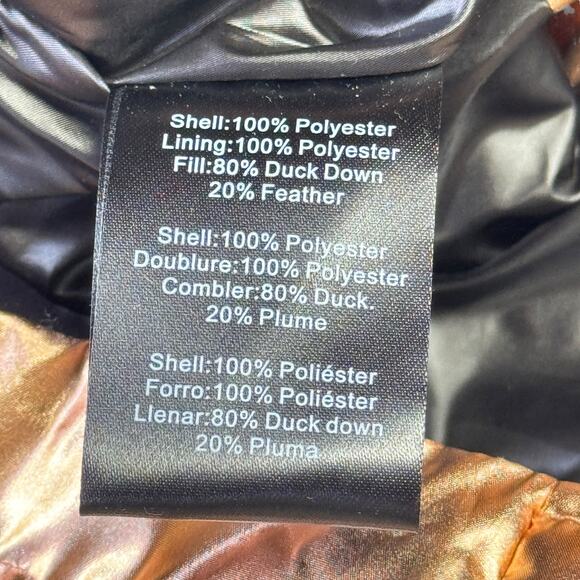 Think Royln Women's Puffer Poncho Lexington Jackets Sz S Hooded Rose Gold Down - Picture 9 of 12